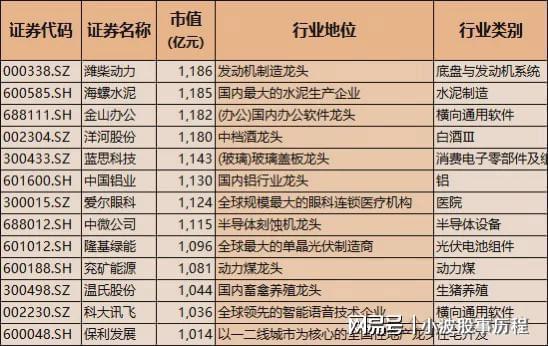万博体育全站ManBetXA股龙头100强！含科技与医药中国核心优质资产国家队重(图6)