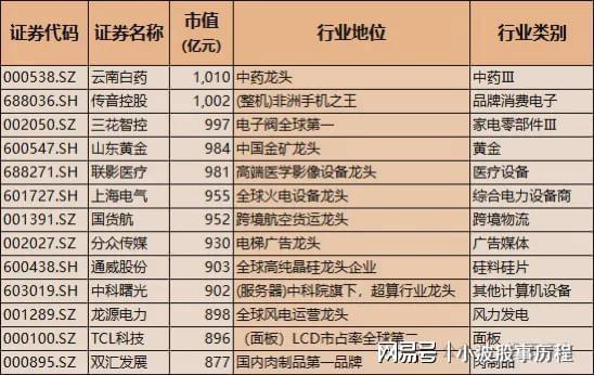 万博体育全站ManBetXA股龙头100强！含科技与医药中国核心优质资产国家队重(图7)