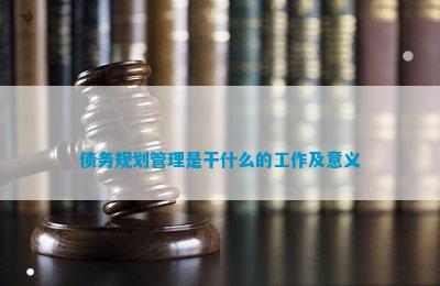 万博ManBetX债务规划管理是干什么的工作及意义
